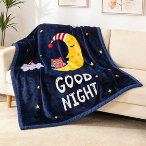 ผ้าห่มราเชลลายการ์ตูนน่ารักนุ่มพิเศษ ลายพระจันทร์และดวงดาว 100% โพลีเอสเตอร์ ผ้าห่มนุ่มหนานุ่มสำหรับเตียง - Product Image 3