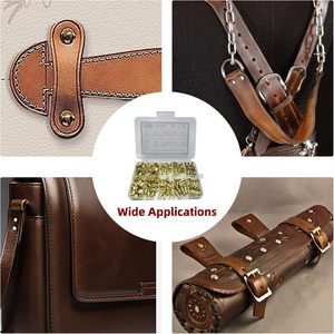 ASLLRISONY Sets Golden Chicago <b>Screws</b> Assorted Kit Sizes Of Round <b>Flat</b> Head Leather Rivets Metal <b>Screw</b> Used For Leather Crafts C - Product Image 5