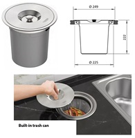Poubelle de cuisine en acier inoxydable brossé 8L avec comptoir caché et seau de stockage intégré pour déchets