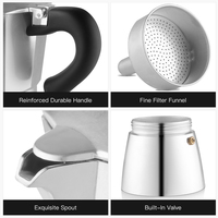 Ensemble de cafetière Moka en aluminium de qualité supérieure pour 6 tasses avec tasse en céramique spirale - Ensemble de machine à expresso professionnelle - Cadeau de café personnalisé en gros