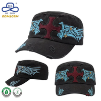 Casquettes de baseball plates tendance 2026 à faible MOQ, design délavé et vieilli, entièrement personnalisables avec points métalliques pour marques OEM ODM