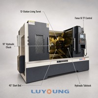 Tour de précision CNC horizontal à banc incliné automatique TCK56C avec axes Y, tourelle motorisée BMT55 et outils motorisés