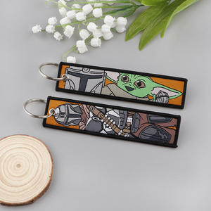 Longes anti-perte mignon dessin animé bébé Yoda porte-clés étoile dark vador Double face brodé lanière personnalisé guerre tissé porte-clés - Product Image 3