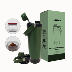 Customized Logo Metal Matte Stainless Steel 20oz Large <strong>Shaker</strong> Gym Bottle with Storage Compartment - Product Image 1