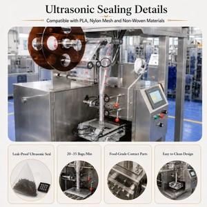Machine d'emballage automatique de sachets de thé en PLA Machine d'emballage de sachets de thé en triangle pyramide avec <span class=keywords><strong>enveloppe</strong></span> extérieure - Product Image 4