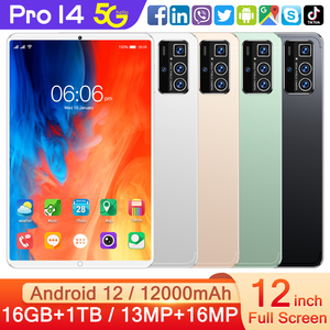 16GB + 1TB giáo dục Android Máy tính bảng 12 inch Dual Sim 14 Pro mang nhãn hiệu điện thoại cuộc gọi Hỗ trợ Dual Sim Thẻ màn hình cảm ứng 5 gam - Product Image 3