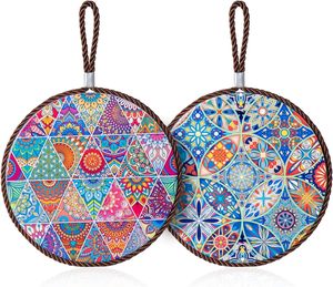 แผ่นรองกันความร้อนเซรามิกแบบแขวน แผ่นรองกันความร้อนพอร์ซเลน ฐานไม้ก๊อก ขนาด 6 นิ้ว ป้องกันจานร้อน ปกป้องโต๊ะ เป็นมิตรกับสิ่งแวดล้อม - Product Image 1