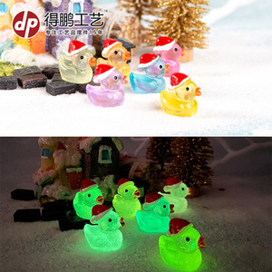 Christmas <b>Duck</b> Resin Figurine Miniature Ornament Led <b>Lighting</b> Desktop Car Decorative Craft - Product Image 5