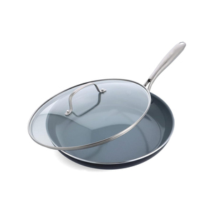 Poêle à frire antiadhésive en alliage d'aluminium durable de 24cm 28cm 30cm avec couvercle en verre-Batterie de cuisine résistante à la chaleur pour poêle de cuisson professionnelle - Product Image 2