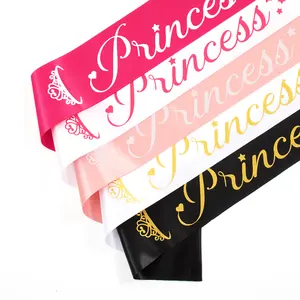 Décoration d'accessoire de fête d'anniversaire de princesse Sash pour filles