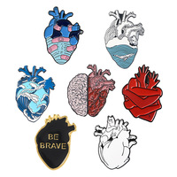 Broche d'anatomie en forme de cœur personnalisé, épingle de revers, badge en métal pour médecin, infirmière, épingle médicale en émail