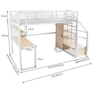 Letto <span class=keywords><strong>a</strong></span> soppalco pieghevole in metallo moderno <span class=keywords><strong>a</strong></span> grandezza naturale regolabile con scala che salva-spazio della scuola letto <span class=keywords><strong>a</strong></span> <span class=keywords><strong>castello</strong></span> - Product Image 2
