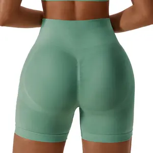 Sports Shorts 2023 Women Seamless Fitness Pants High Waist Gym Scanties Sportswear Female Workout Running Rib-Knit Yoga Short