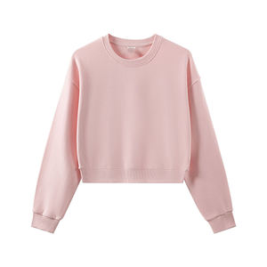 Sudadera Corta de Felpa Francesa Gruesa para Mujer, Estilo Moderno, Color Sólido, Sin Capucha, Personalizable, Deportiva - Product Image 4