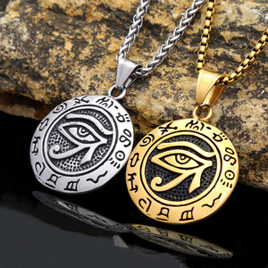 Yunnique – pendentif œil porte-bonheur en acier inoxydable pour hommes, collier Hip Hop, style turc, bijoux à la mode, cadeau pour hommes, Design géométrique - Product Image 1