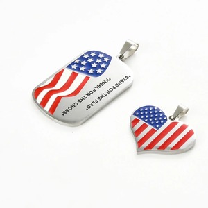 Collier pendentif drapeau américain en acier inoxydable, style hip-hop, avec breloques en forme de plaque militaire, pour hommes et femmes, cadeau bijoux - Product Image 3