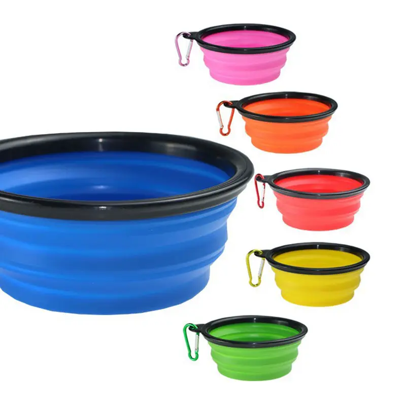 Multi Colors Foldable Silicone Portable Feeder Pet Travel Feeder Collapsible Dog Food Bowls