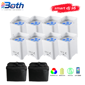 8pcs with 2 bags Battery LED Par <b>Light</b> 6x18W RGBWA+UV WiFi APP Wireless Uplight for Club Stage Events - Product Image 1