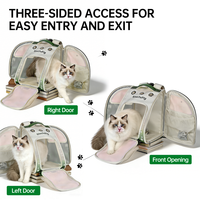 Sac à dos extensible pour chat, sac à dos respirant pour animaux de compagnie avec entrée 3 côtés pour chats et petits chiens