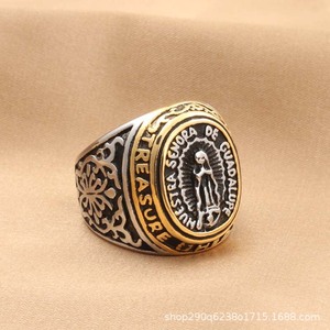 Men's Stainless Steel Goddess <b>Ring</b> 925 Silver Gold Plated Retro Punk Style Fashion Jewelry Gift for Him - Product Image 3
