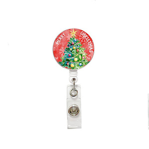 Christmas Snowman Easy-Pull Snap Crystal Patch Telescopic Badge <b>Clip</b> Scroll Rotating Back <b>Clip</b> Tree Gift Reindeer - Product Image 5