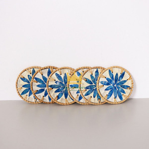 Sous-verre en rotin et coquillage tressé à la main, écologique, moderne, résistant à la chaleur, coloré, en résine, pour vaisselle et cuisine, prix abordable - Product Image 3