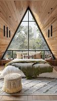 Maison dans les arbres en forme de A avec 2 chambres et terrasse, structure en acier galvanisé préfabriquée, design triangulaire au style unique