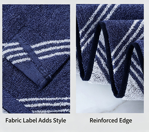 Ensemble <span class=keywords><strong>de</strong></span> serviettes en tissu éponge 100% coton, absorbant l'eau, durable, à rayures diagonales blanches, pour la famille, la salle <span class=keywords><strong>de</strong></span> sport, les centres <span class=keywords><strong>de</strong></span> villégiature, promotionnel - Product Image 5