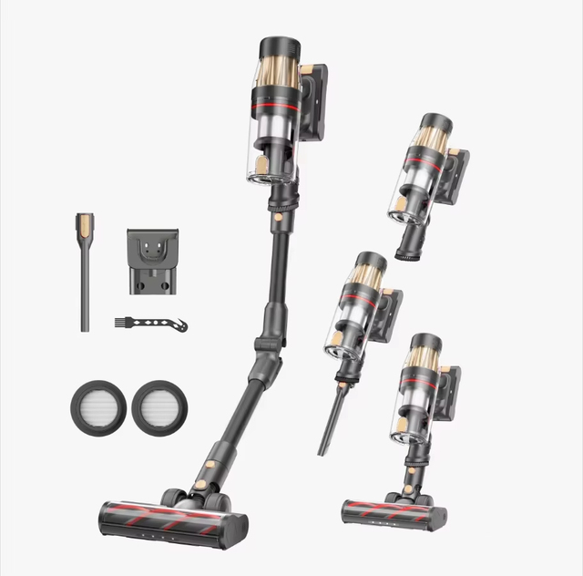 600W Cordless Stick Vacuum Cleaner 95 Mins Runtime 4 Modes Auto Smart Touch Screen Handheld Vacuum with Pet Hair Brush for Home