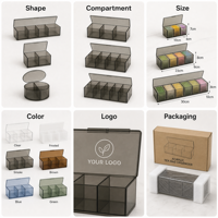 Étagère de présentation en acrylique personnalisée, boîte organisatrice pour sachets de thé, boîte de rangement transparente à plusieurs compartiments pour sachets de thé avec impression de logo