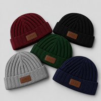 Bonnets en laine tricotés de luxe personnalisés avec logo, style décontracté, noirs côtelés, pour hommes, streetwear d'hiver, bonnets de pêcheur en cachemire