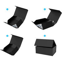 Caja de Regalo Magnética Plegable Negra, Cartón Rígido de Lujo con Laminado Mate, Impresión de Logotipo Grande Personalizada para Empaque de Regalos