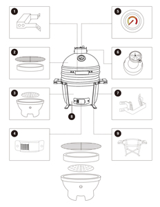 Barbecue Kamado en céramique TOPQ de la série Premium, 15 pouces, pour fumer au charbon de bois, idéal pour la cuisine, le jardin, le camping et la préparation des aliments - Product Image 4