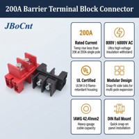 Connecteur de bornier de barrière 200A 800V à montage sur rail DIN, modulaire, rouge et noir, pour armoire de stockage d'énergie et distribution électrique