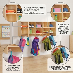 Meuble vestiaire en contreplaqué Montessori pour garderie et école <span class=keywords><strong>maternelle</strong></span>, étagère de rangement pour manteaux, unité pour entrée de salle de classe - Product Image 3