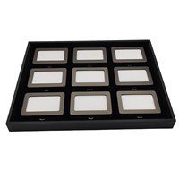 Coffret de 9 boîtes métalliques avec plateau de présentation noir, organisateur de pierres précieuses en cuir PU et MDF à bouton-poussoir pour exposition de bijoux