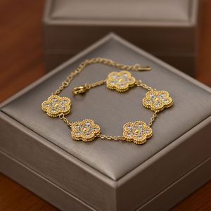 Flower Shape Zircon <b>Bracelet</b> Gold Color Bezel Setting Zinc Alloy Jewelry Gift For Women Fashion Beaded <b>Bracelets</b> - Product Image 3