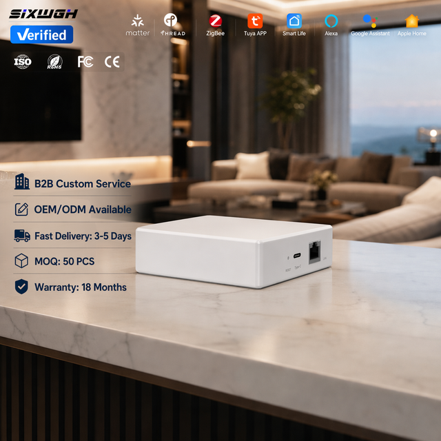 SIXWGH Matter Multi-Mode Smart Home Gateway Hub Thread Zigbee Hub Matter Compatible with Apple Home Kit Alexa Voice Control