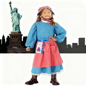 Disfraz de Niña para el Día Nacional 2026, Vestido Colonial Azul de las Praderas con Mangas Largas para Halloween, Inspirado en Películas y Televisión - Product Image 1