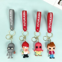 Nuevos regalos creativos Futurama 3D lindos llaveros de PVC bolsa de llave de coche accesorios colgantes llavero de dibujos animados de plástico