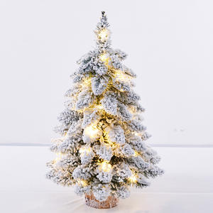 Arbre de Noël floqué artificiel en gros Mini arbres de Noël de table prééclairés pour la décoration - Product Image 2