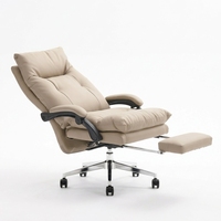 Chaise de bureau confortable en cuir, chaise de direction à dossier haut inclinable avec repose-pieds pour le bureau du directeur général
