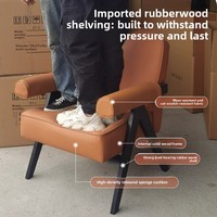 Sillón de Ocio Nórdico Moderno con Estructura de Madera Maciza y Tapicería de Tela para Balcón, Sala de Estar, Dormitorio, Casa de Huéspedes - Mueble para el Hogar No Plegable