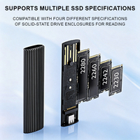 Enclosure HDD Eksternal Tipe C USB3.1 M2 SSD, Aluminium Alloy Hitam, Protokol NGFF untuk Notebook dan Desktop
