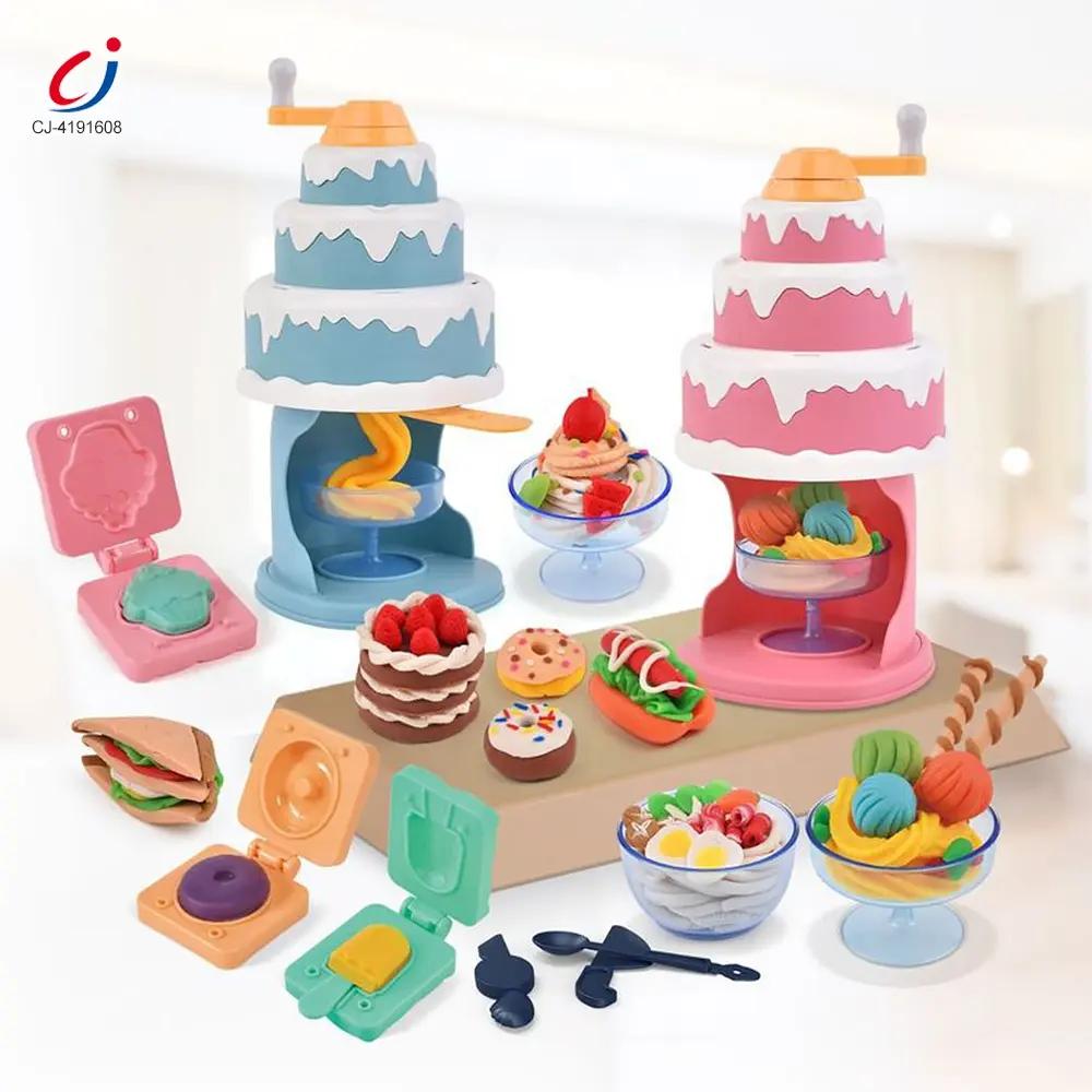 청지 키즈 교육 케이크 색 진흙 아이스크림 만들기 기계 놀이 반죽 장난감 시뮬레이션 디저트 diy 클레이 키트
