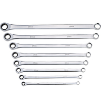 Jeu de clés à cliquet à double anneau extra longues 8,10,11,12,13,14,16,17,19mm métrique, acier CRV,