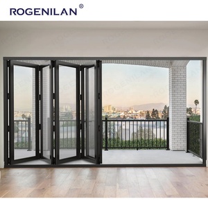 Rogenilan AS2047 CE <span class=keywords><strong>Porte</strong></span> Pliante Accordéon Extérieure en <span class=keywords><strong>Aluminium</strong></span> à Double Vitrage Faible Émissivité, Coulissante pour Balcon ou Patio - Product Image 3