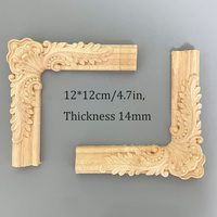 4 pièces d'appliques décoratives d'angle sculptées en bois massif, modernes, durables et écologiques, 4,7x4,7 pouces, pour meubles, portes et armoires