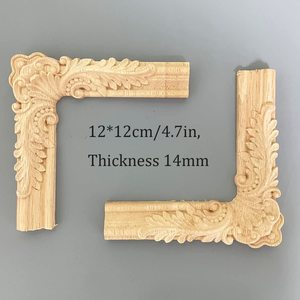 4 piezas decorativas de madera tallada esquina Onlay apliques 4,7 * 4.7in para muebles puerta gabinete (4Corner4.7 * 4.7in) - Product Image 2