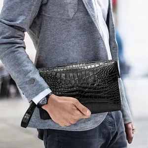Hot Selling Crocodile Leather Zipper Clutch Bag For Men Customized Casual Luxury Clutch Handbag